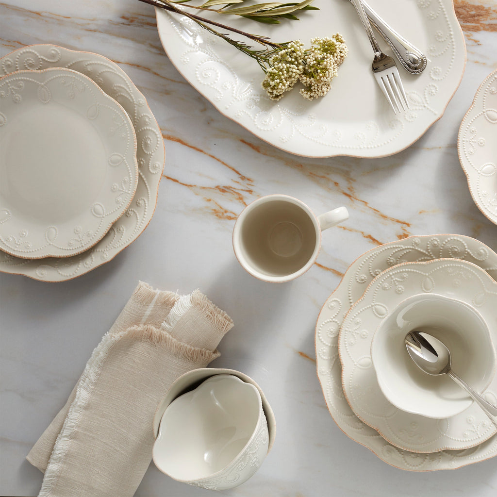 French Perle White Oval Serving Platter