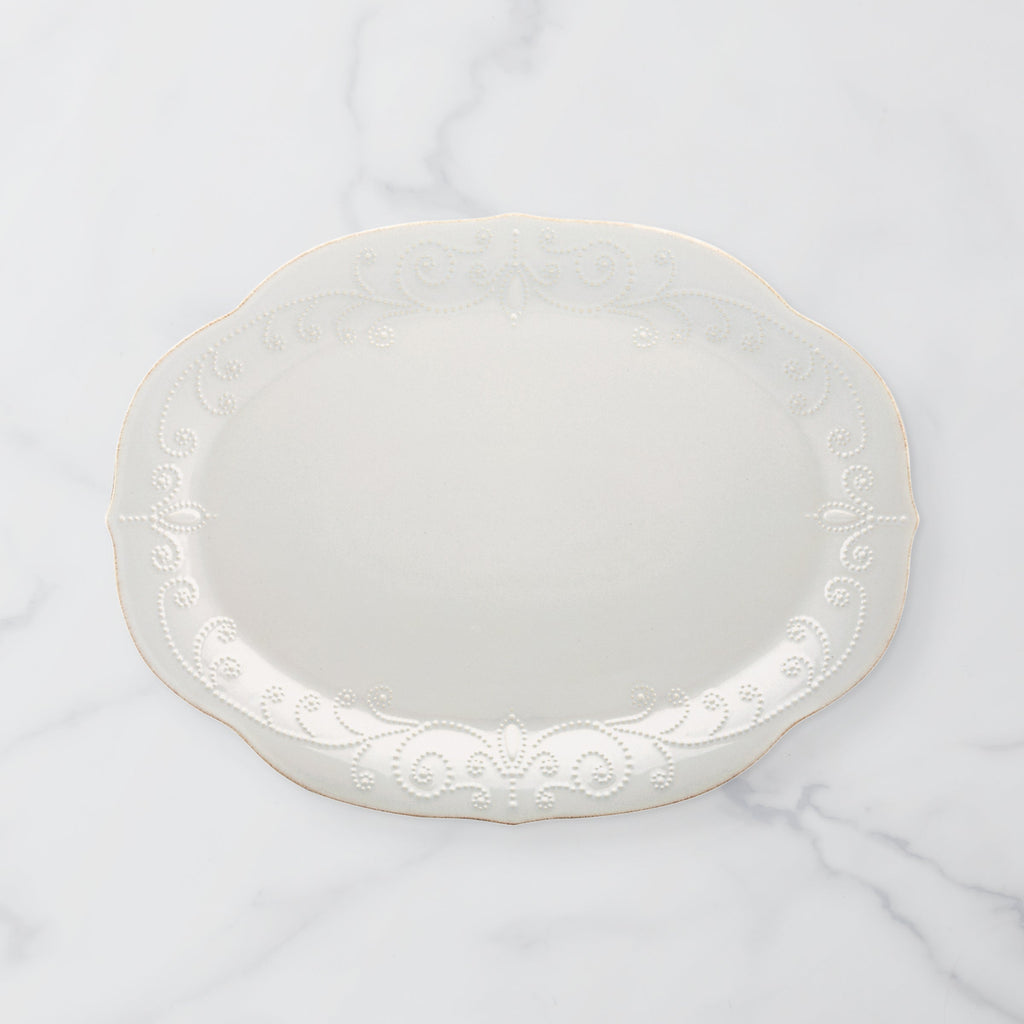 French Perle White Oval Serving Platter
