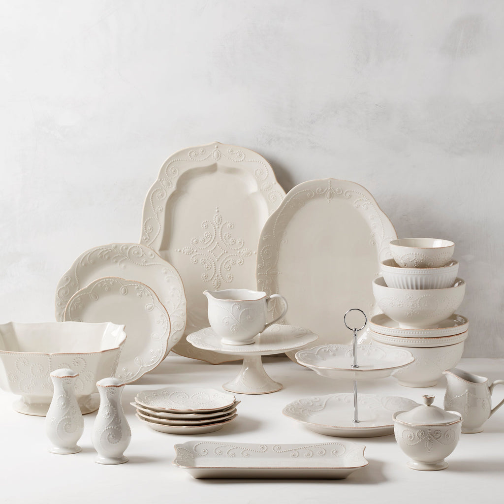 French Perle White Pedestal Cake Plate
