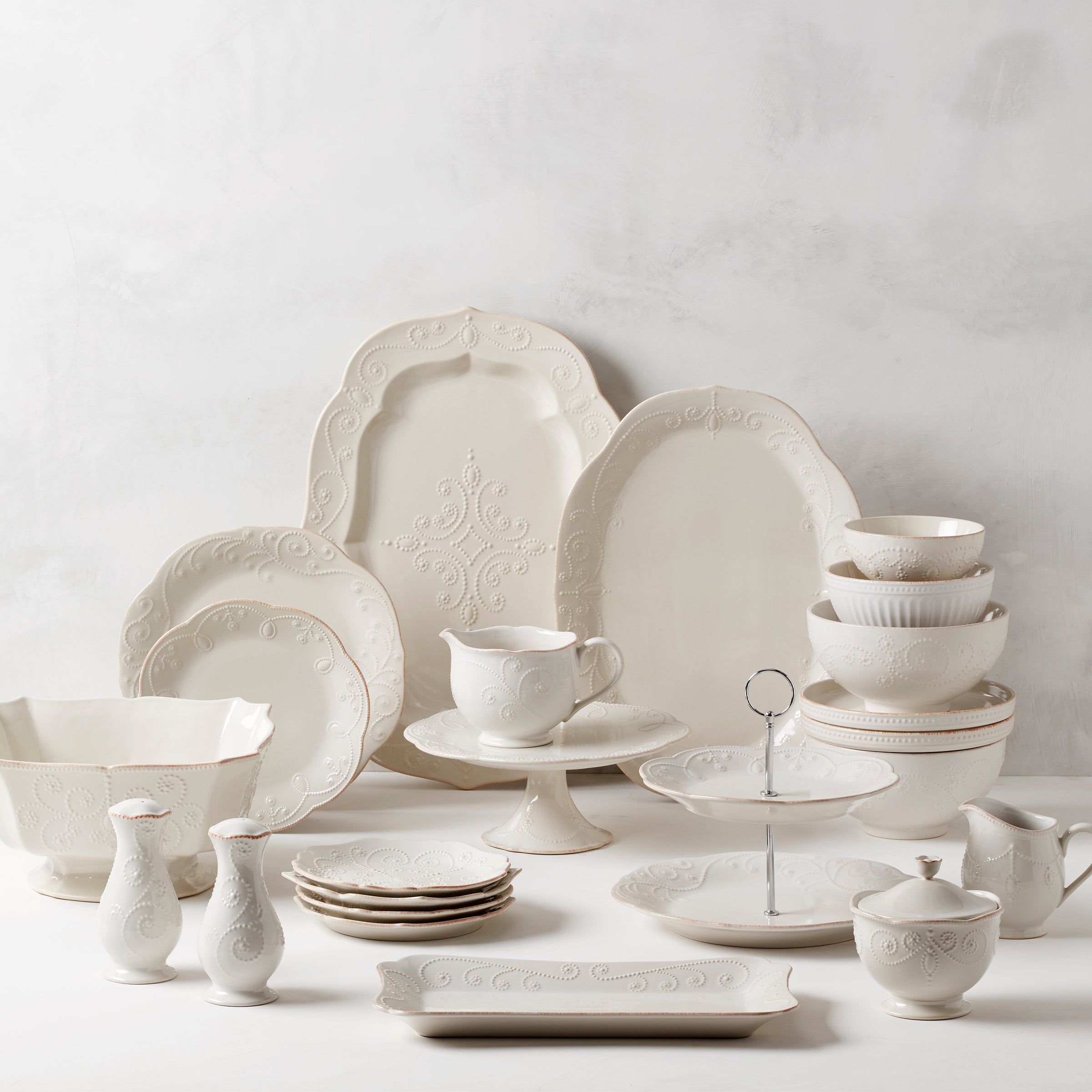 French Perle White Oval Serving Platter
