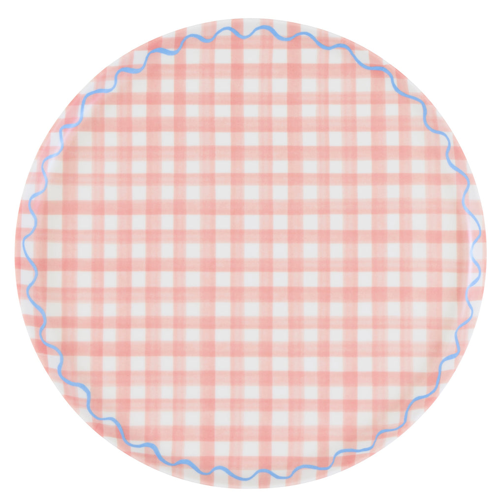 Gingham Reusable Large Plates, Set of 6