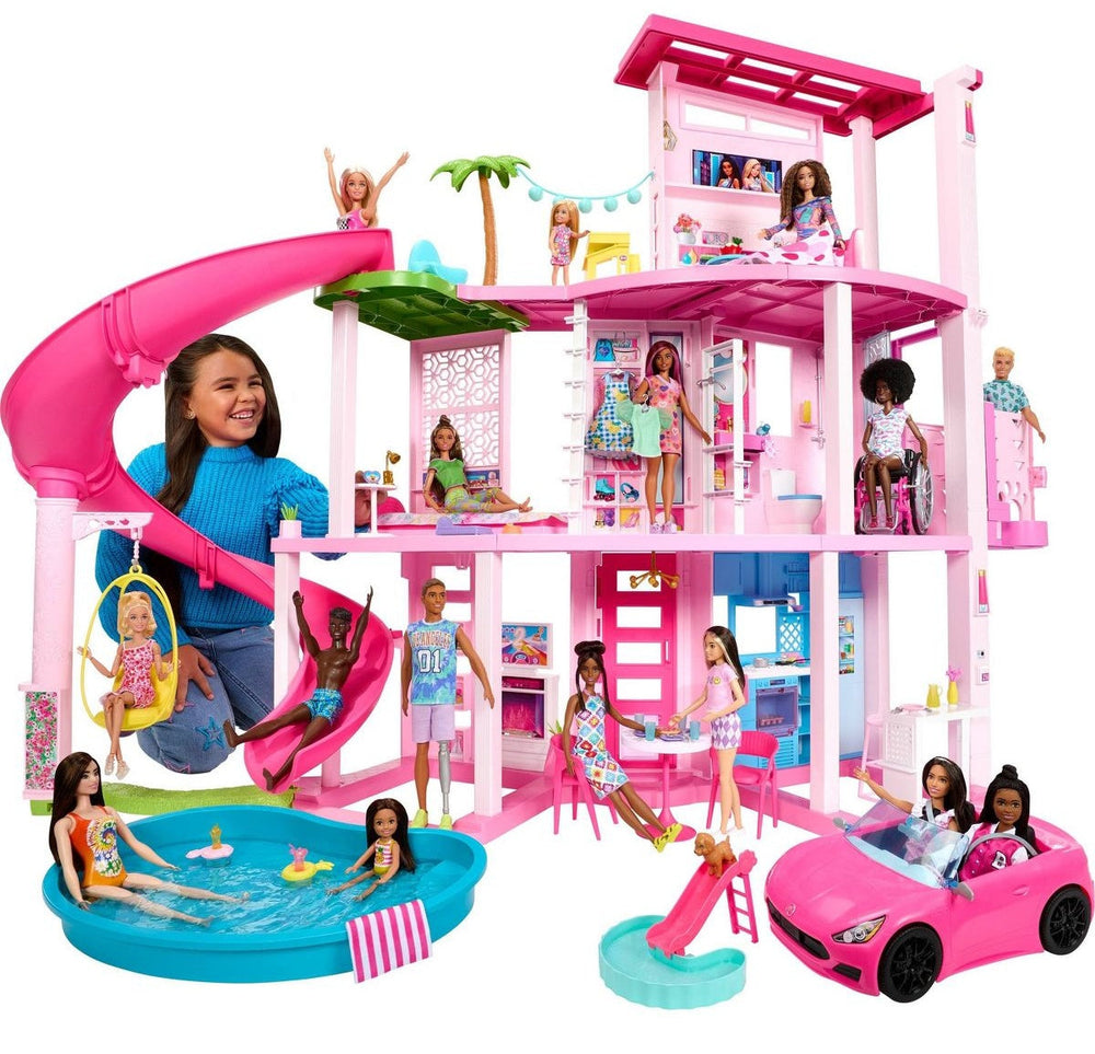 Barbie Dreamhouse with multiple dolls and accessories